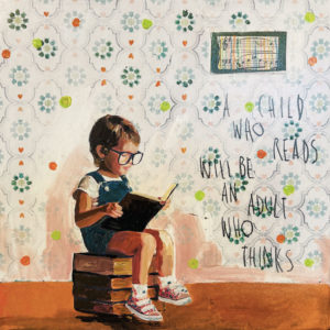 A child who reads..., mista su tavola, cm 30x30