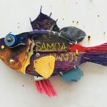 Samoa Fish, scultura in legno di recupero, cm 31x43