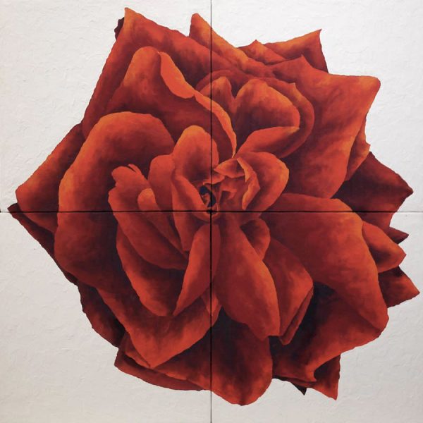 Mandala di rosa dell'acqua libera, mista su tavola, cm 122x122