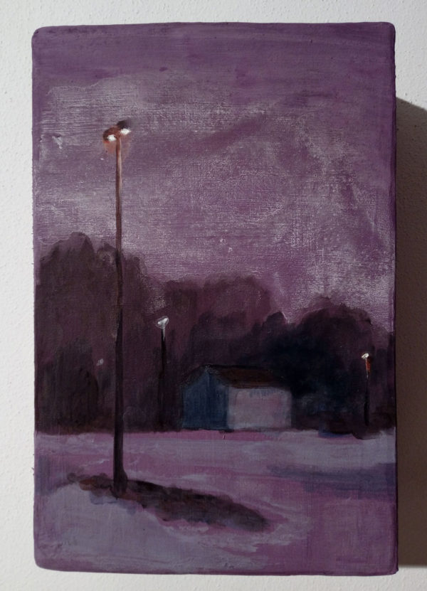 Luci nella notte II, mista su tela su scatola di cartone, cm 29x19,5x8,5